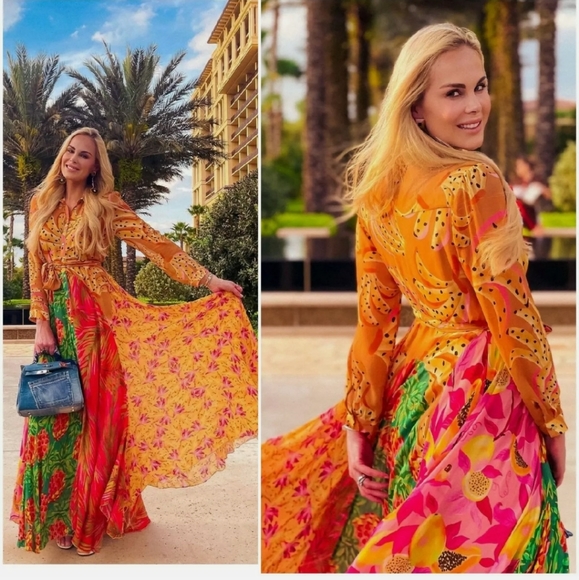 Farm Rio Mixed Print Chemise Maxidress - Picture 10 of 12